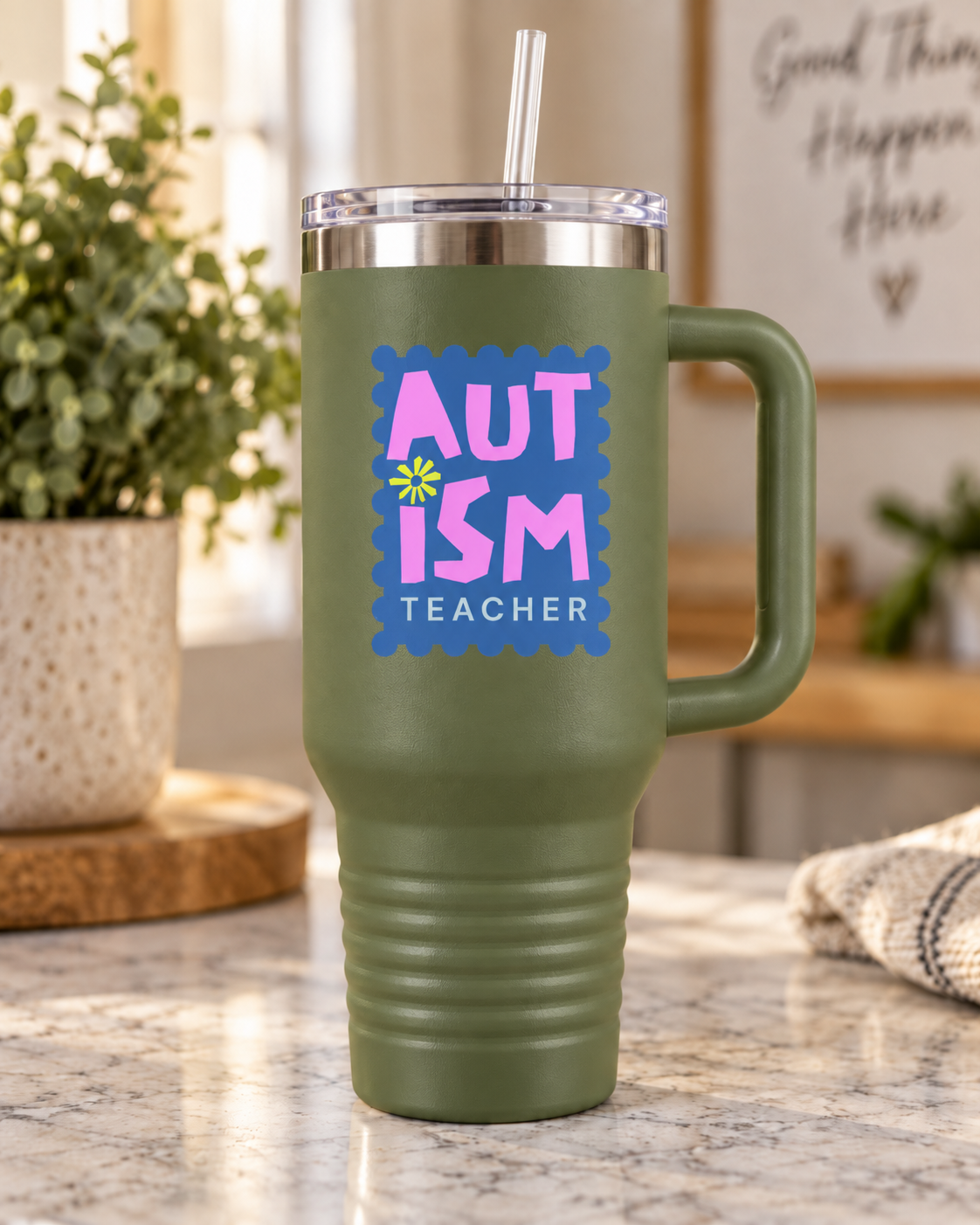 “Autism Teacher” — Autism Support 40oz Insulated Travel Mug