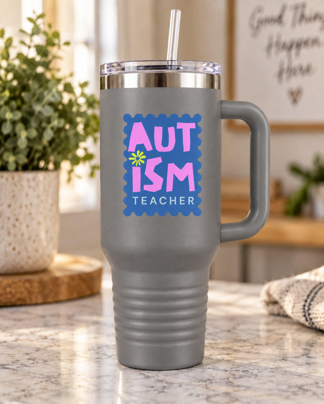 “Autism Teacher” — Autism Support 40oz Insulated Travel Mug