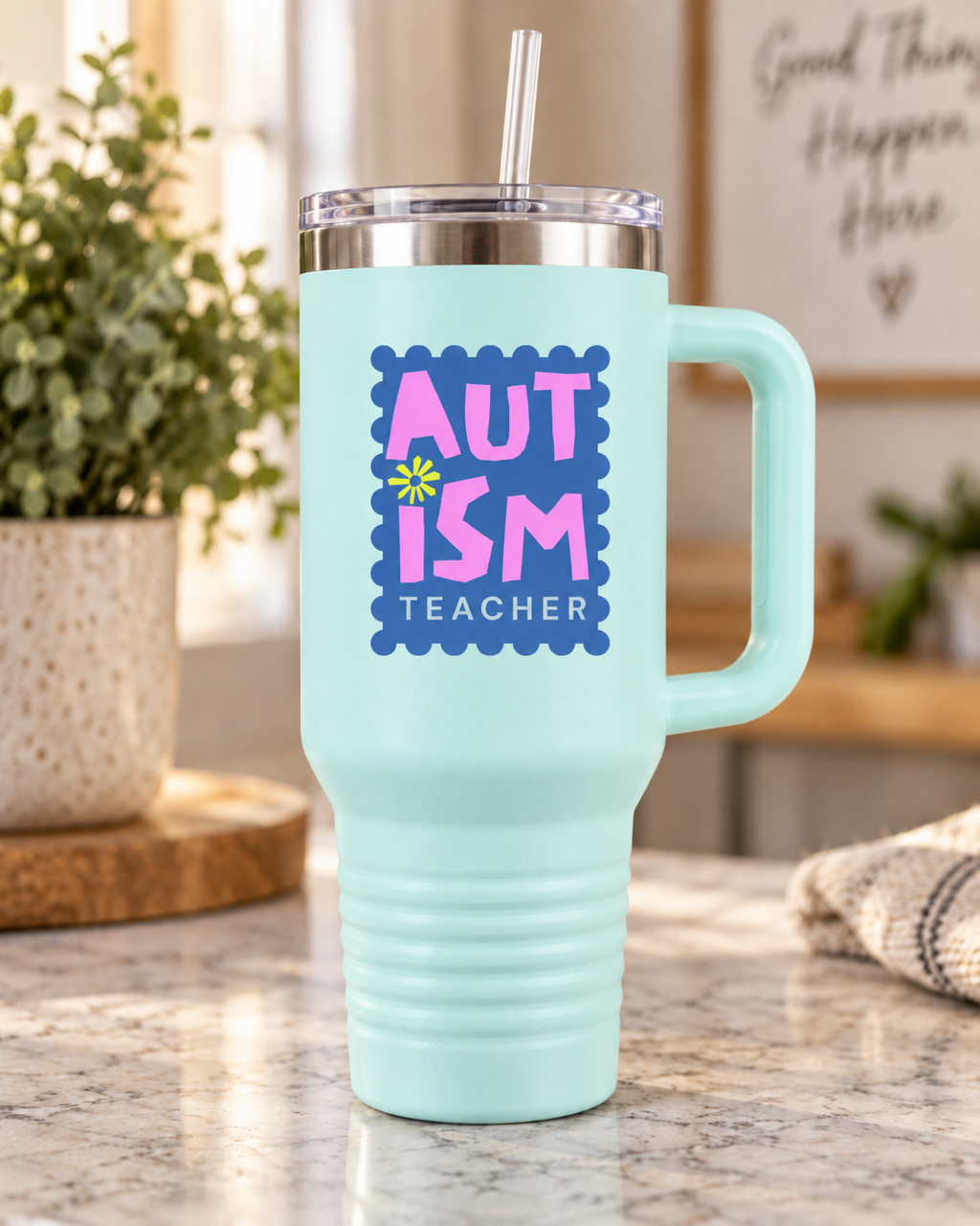 “Autism Teacher” — Autism Support 40oz Insulated Travel Mug