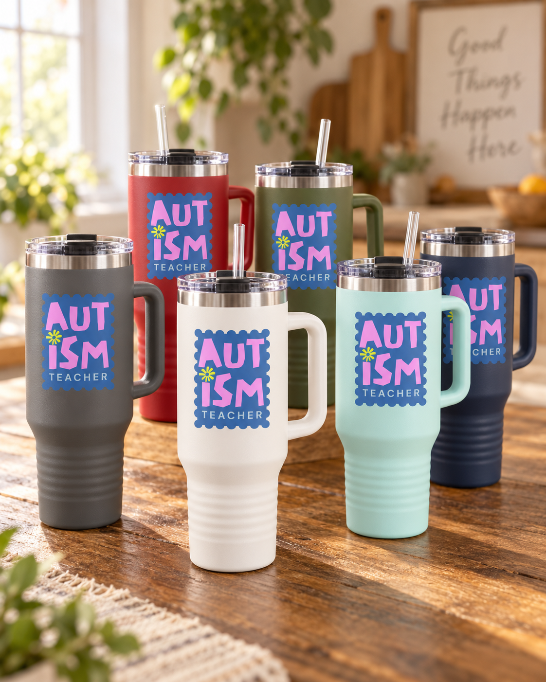 “Autism Teacher” — Autism Support 40oz Insulated Travel Mug