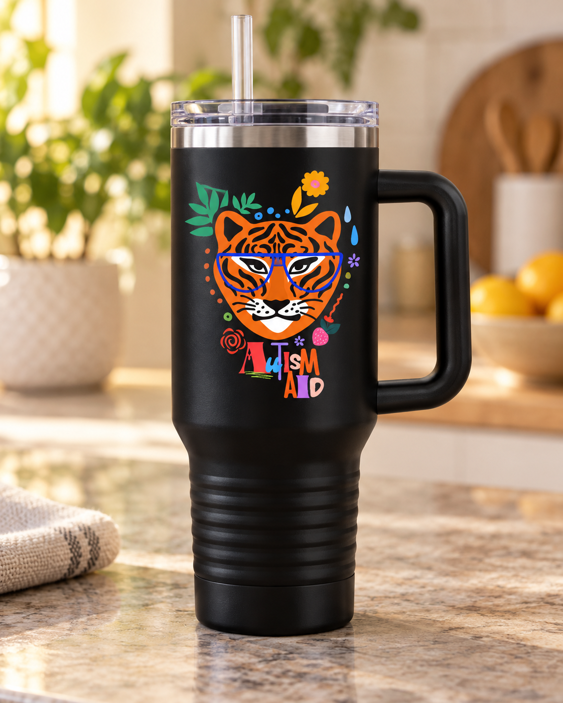 “Autism Aid” — Autism Support 40oz Insulated Travel Mug