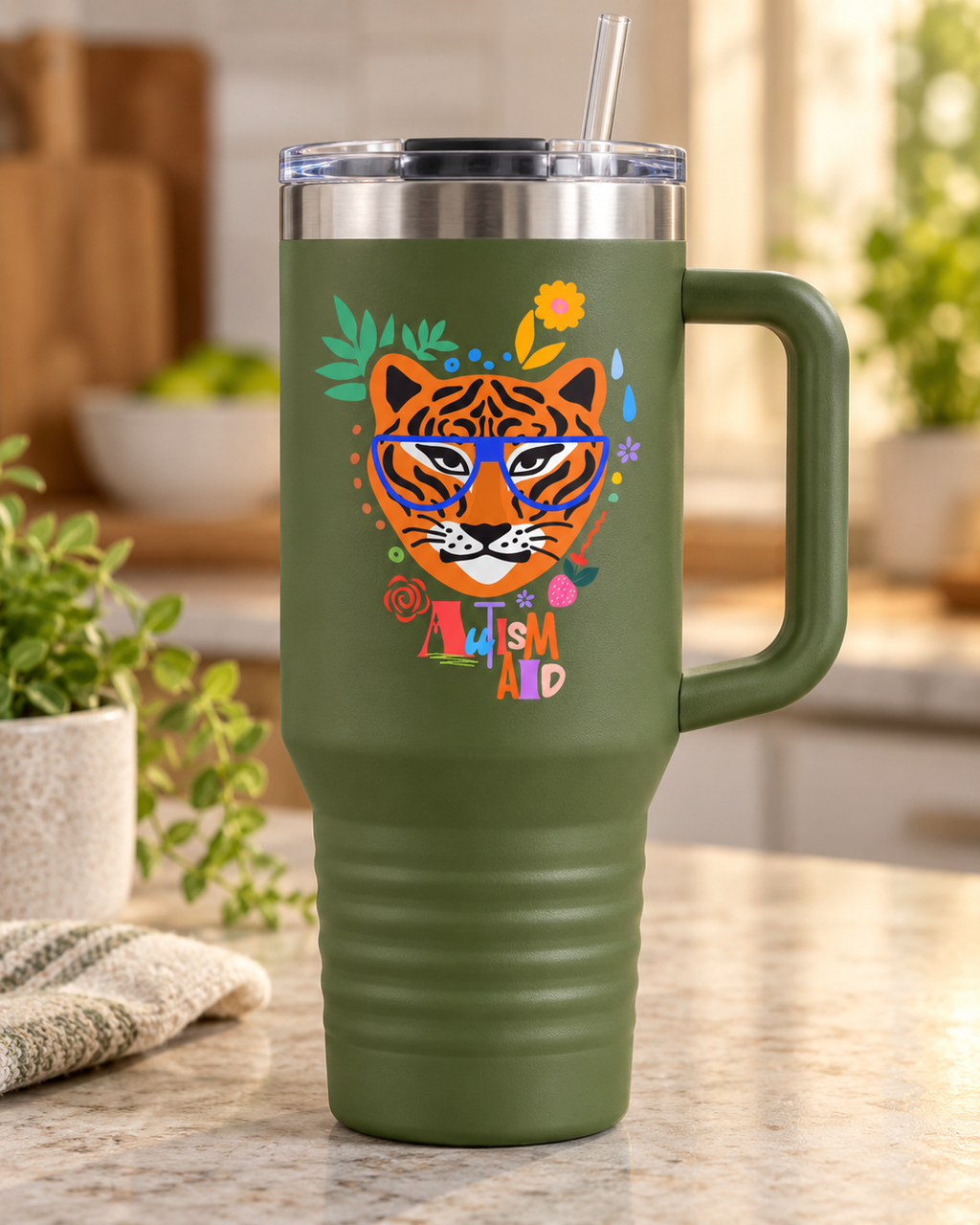 “Autism Aid” — Autism Support 40oz Insulated Travel Mug