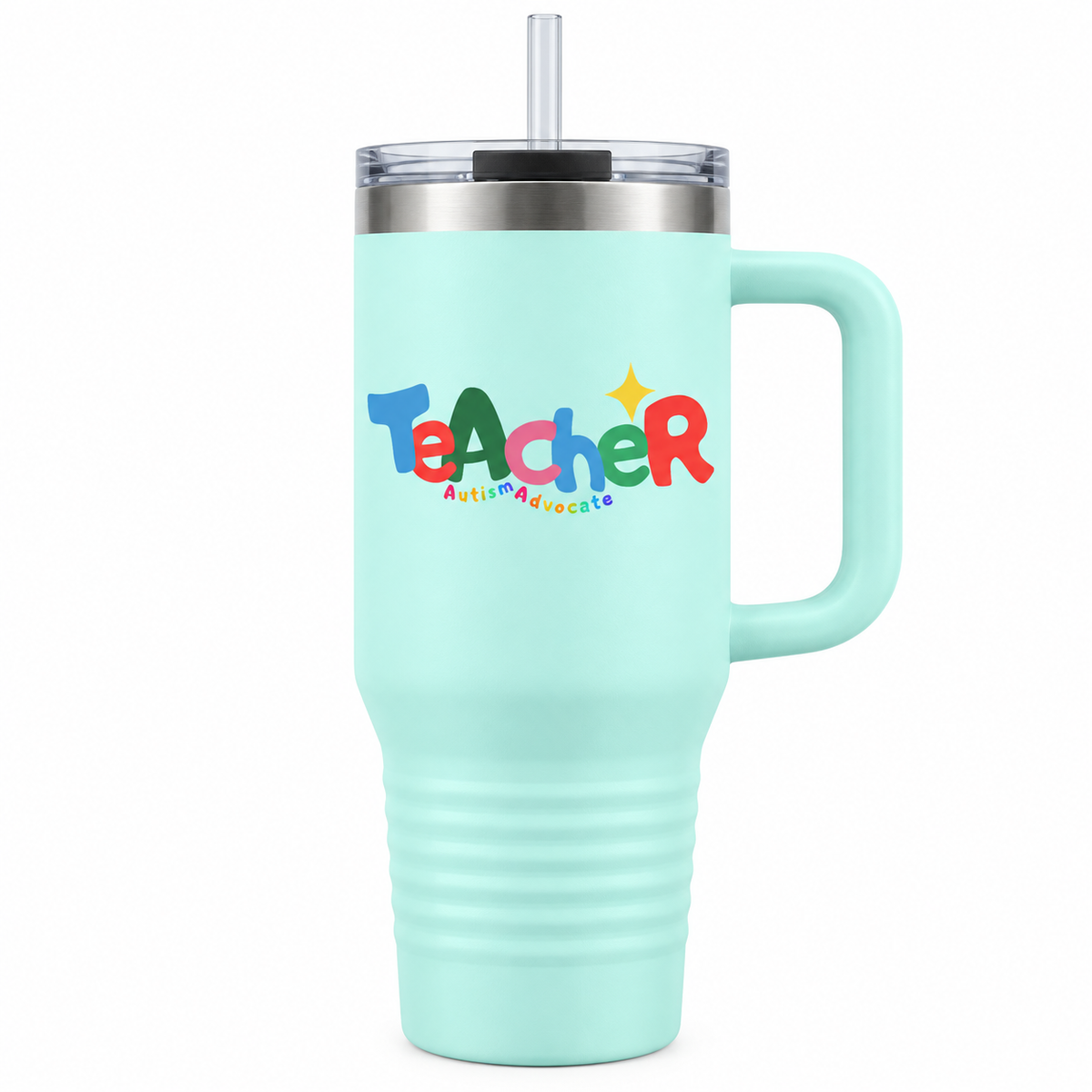 “Teacher Autism Advocate” — Autism Support 40oz Insulated Travel Mug