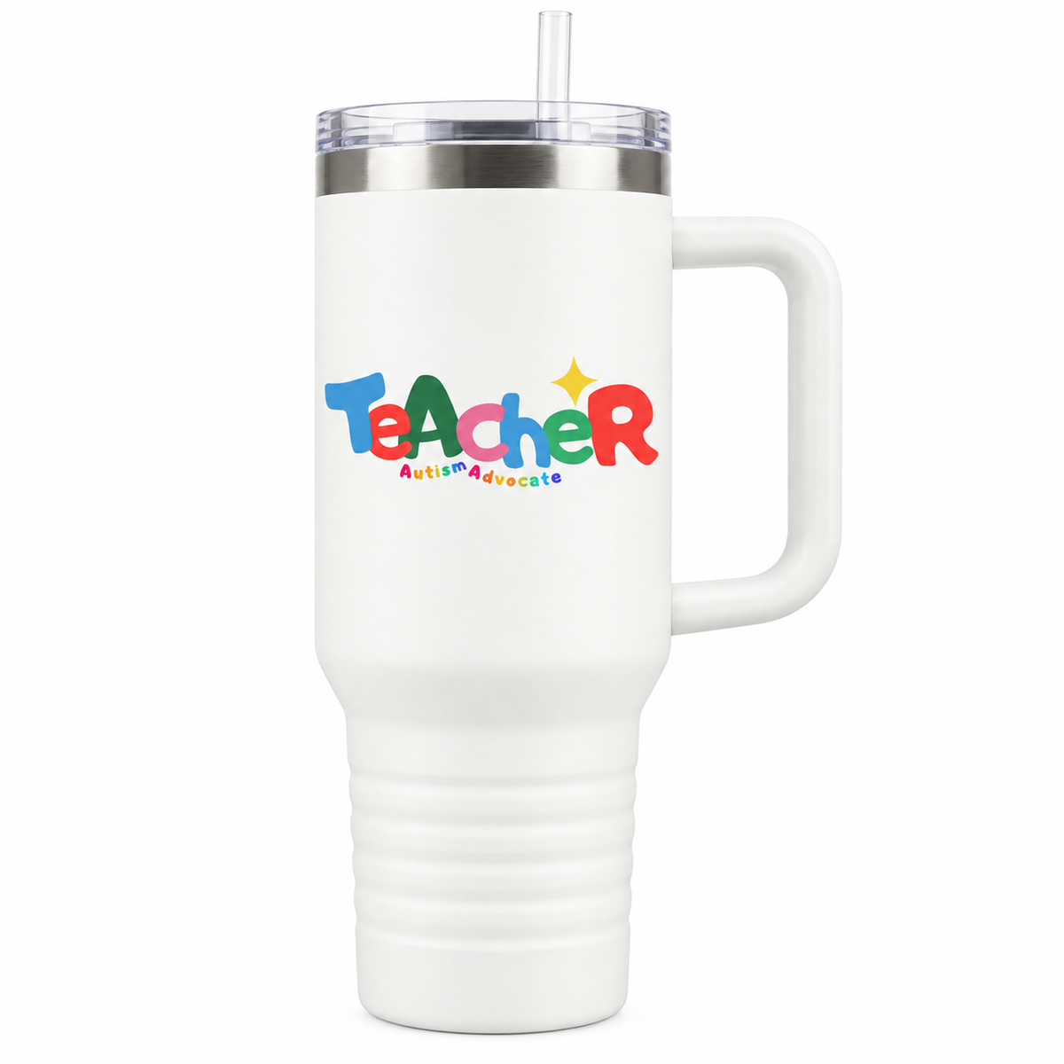 “Teacher Autism Advocate” — Autism Support 40oz Insulated Travel Mug
