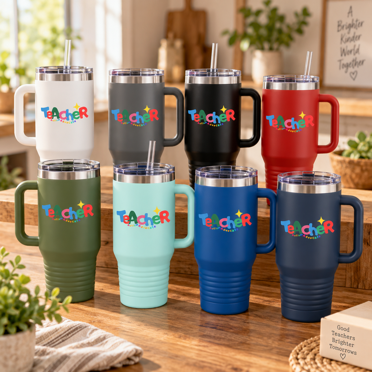 “Teacher Autism Advocate” — Autism Support 40oz Insulated Travel Mug