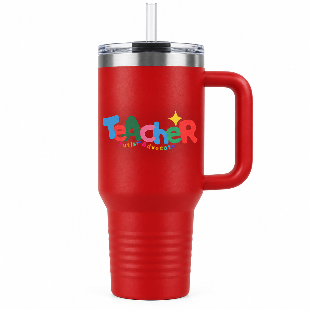“Teacher Autism Advocate” — Autism Support 40oz Insulated Travel Mug