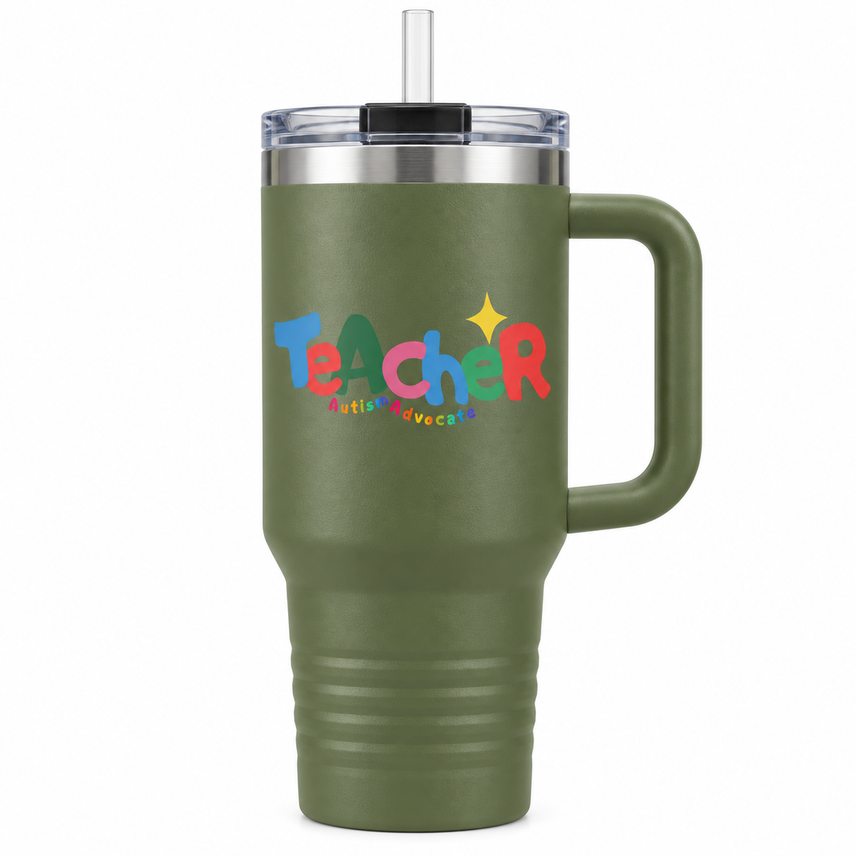 “Teacher Autism Advocate” — Autism Support 40oz Insulated Travel Mug