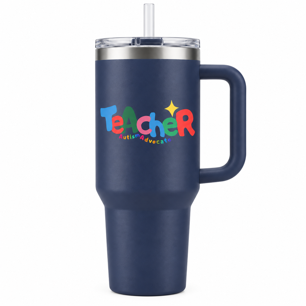 “Teacher Autism Advocate” — Autism Support 40oz Insulated Travel Mug