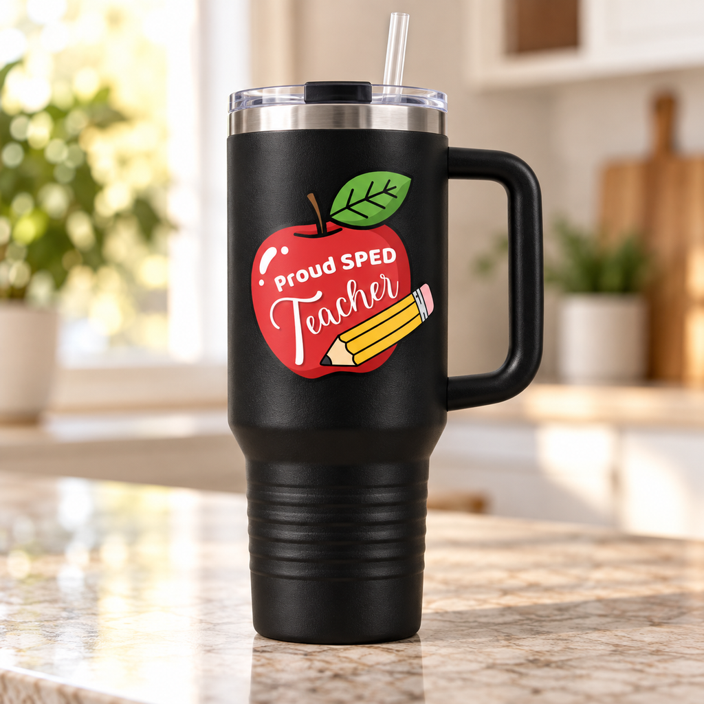 “Proud SPED Teacher” — Autism Support 40oz Insulated Travel Mug