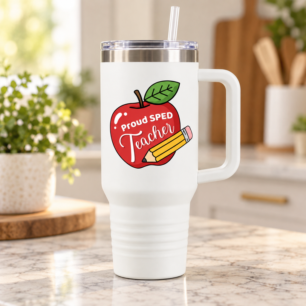 “Proud SPED Teacher” — Autism Support 40oz Insulated Travel Mug