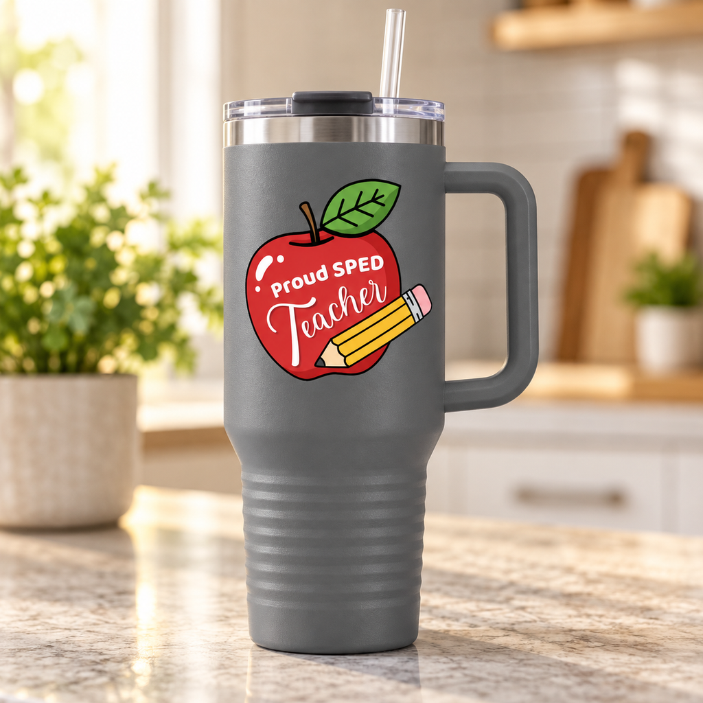 “Proud SPED Teacher” — Autism Support 40oz Insulated Travel Mug
