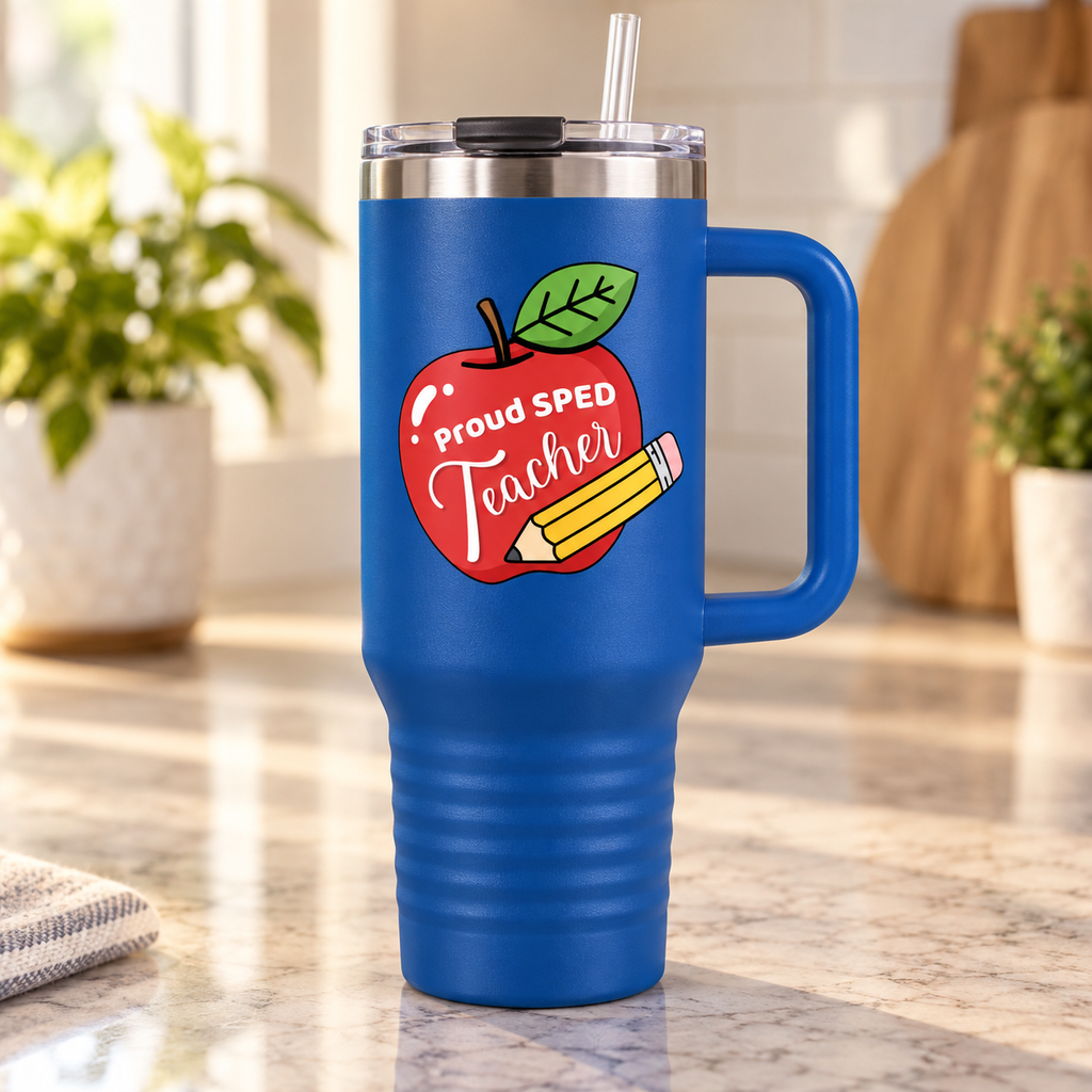 “Proud SPED Teacher” — Autism Support 40oz Insulated Travel Mug
