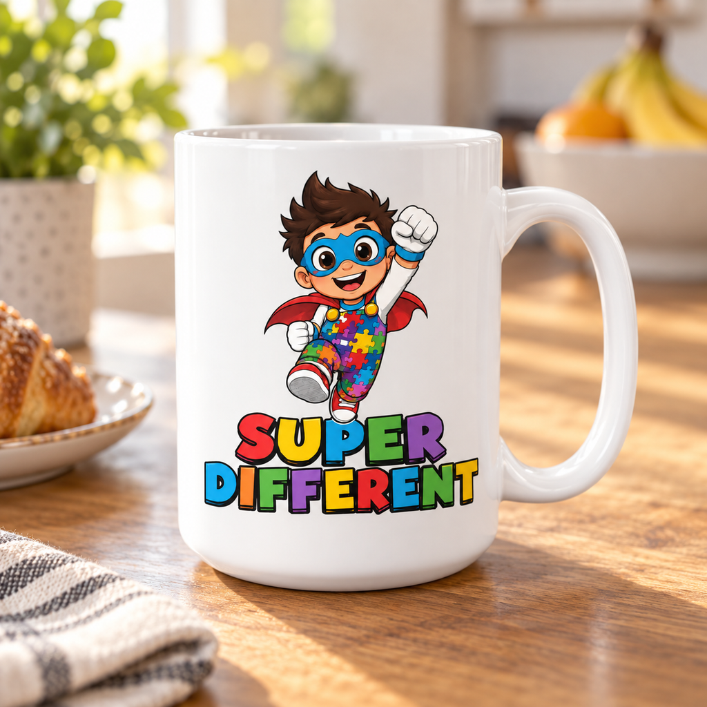 “Super Different” — Autism Support 15oz White Mug