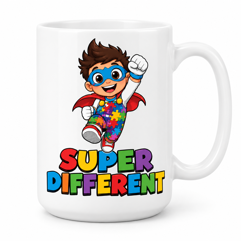 “Super Different” — Autism Support 15oz White Mug