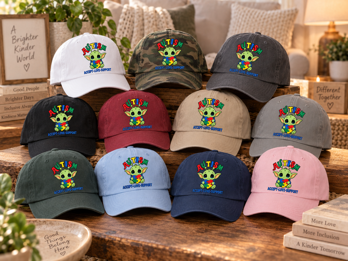 Cute Baby Yoda Autism Awareness Hat (Autism Proud) — Dad Cap