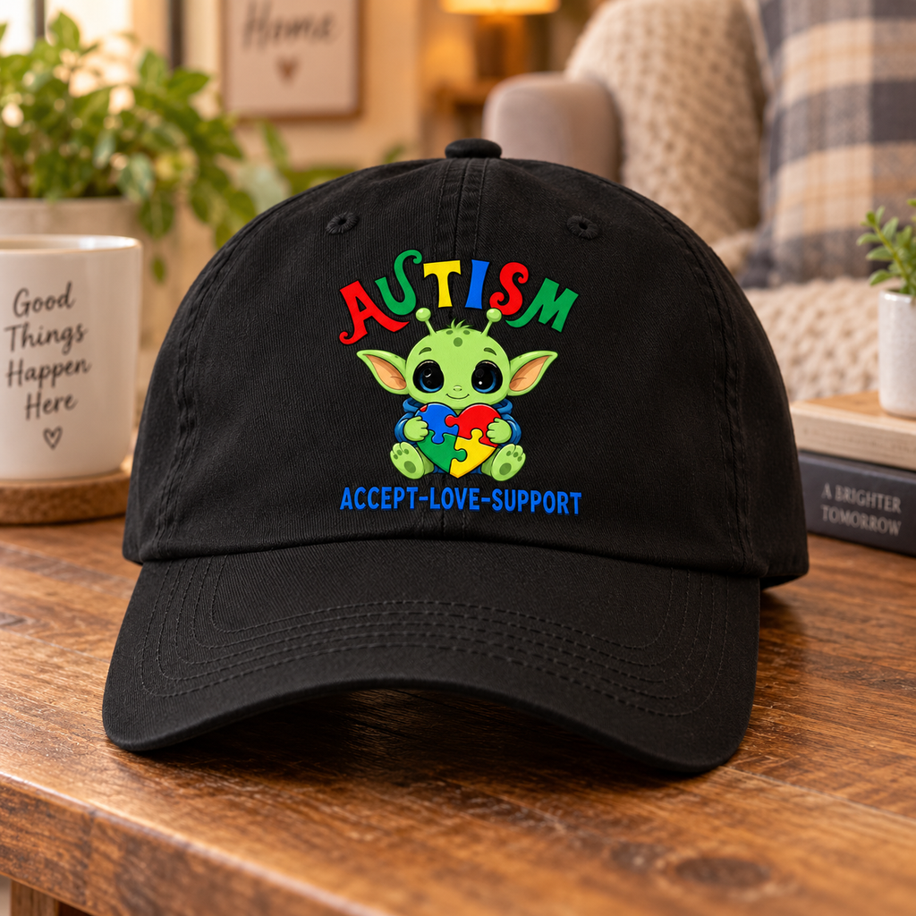 Cute Baby Yoda Autism Awareness Hat (Autism Proud) — Dad Cap
