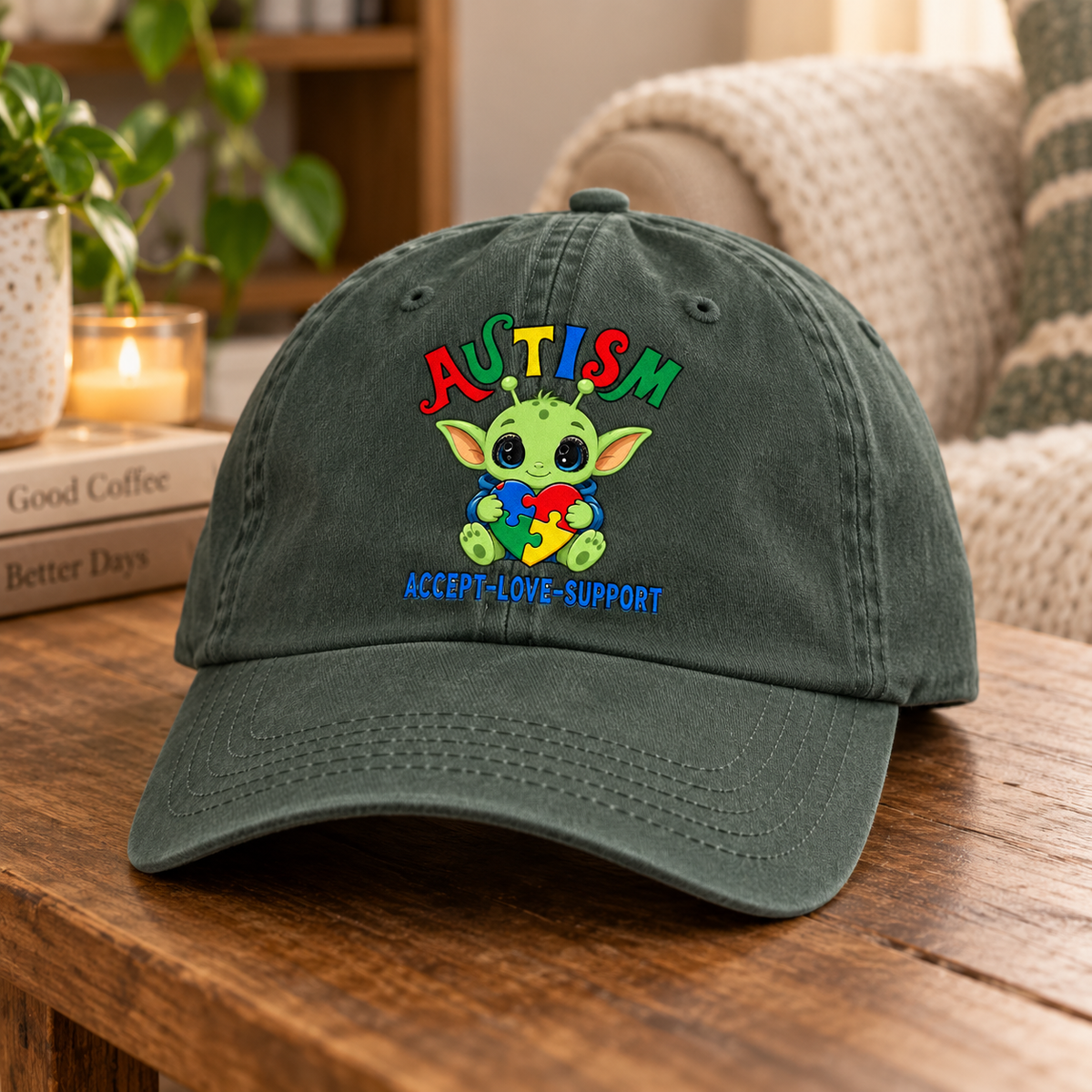 Cute Baby Yoda Autism Awareness Hat (Autism Proud) — Dad Cap