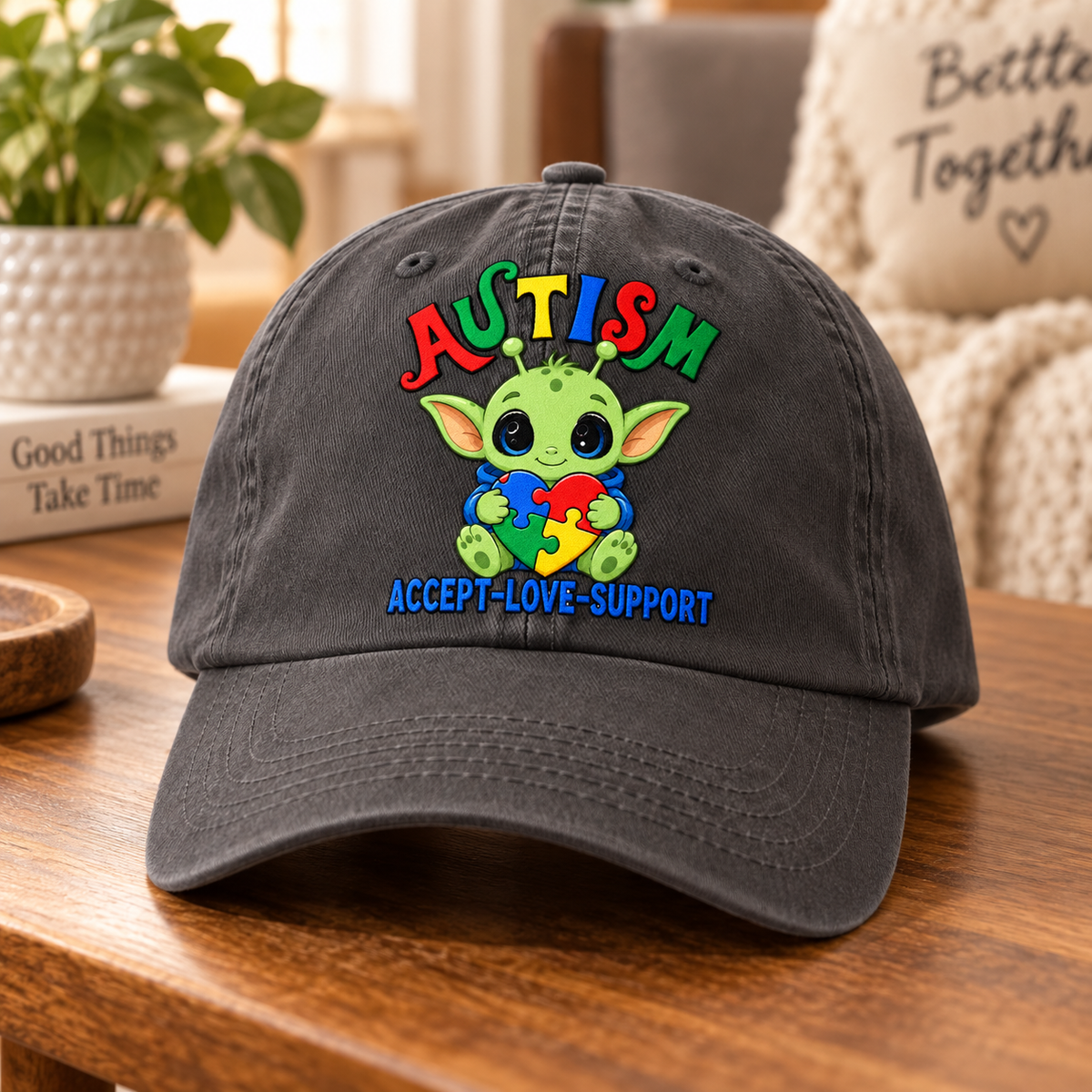 Cute Baby Yoda Autism Awareness Hat (Autism Proud) — Dad Cap
