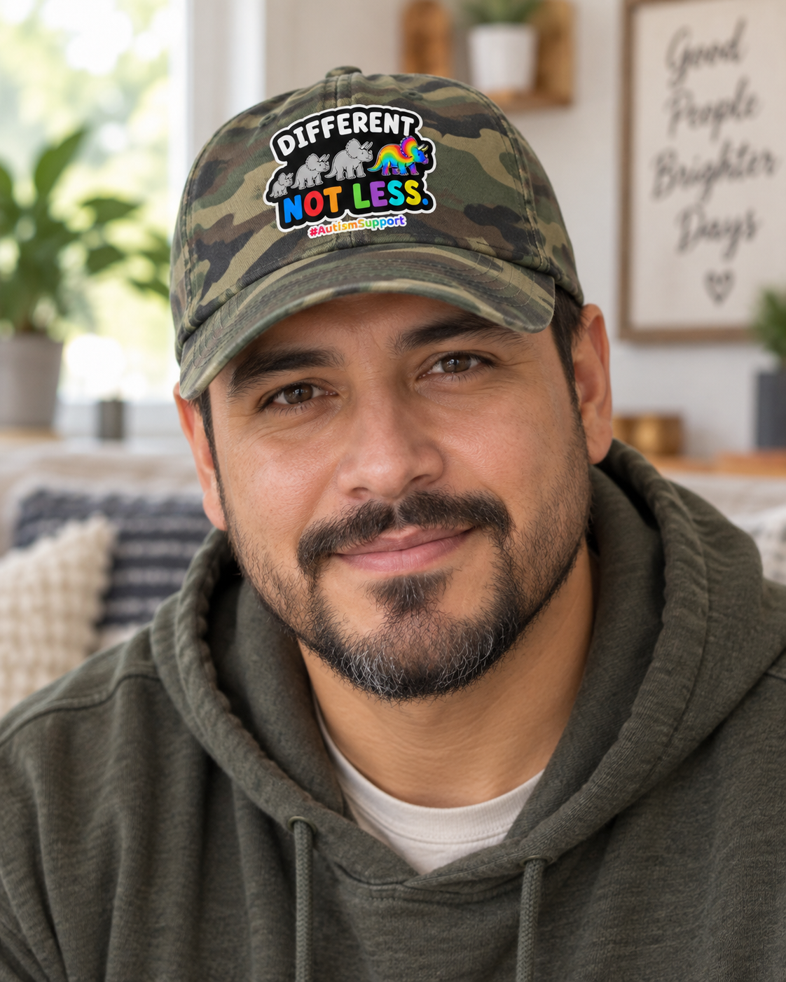 Different Not Less Autism Support Hat (Rainbow Dinosaur) — Dad Cap