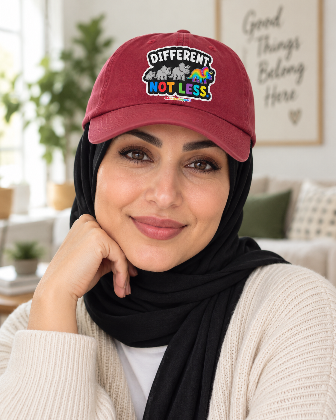 Different Not Less Autism Support Hat (Rainbow Dinosaur) — Dad Cap
