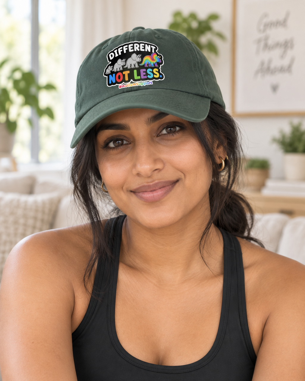 Different Not Less Autism Support Hat (Rainbow Dinosaur) — Dad Cap