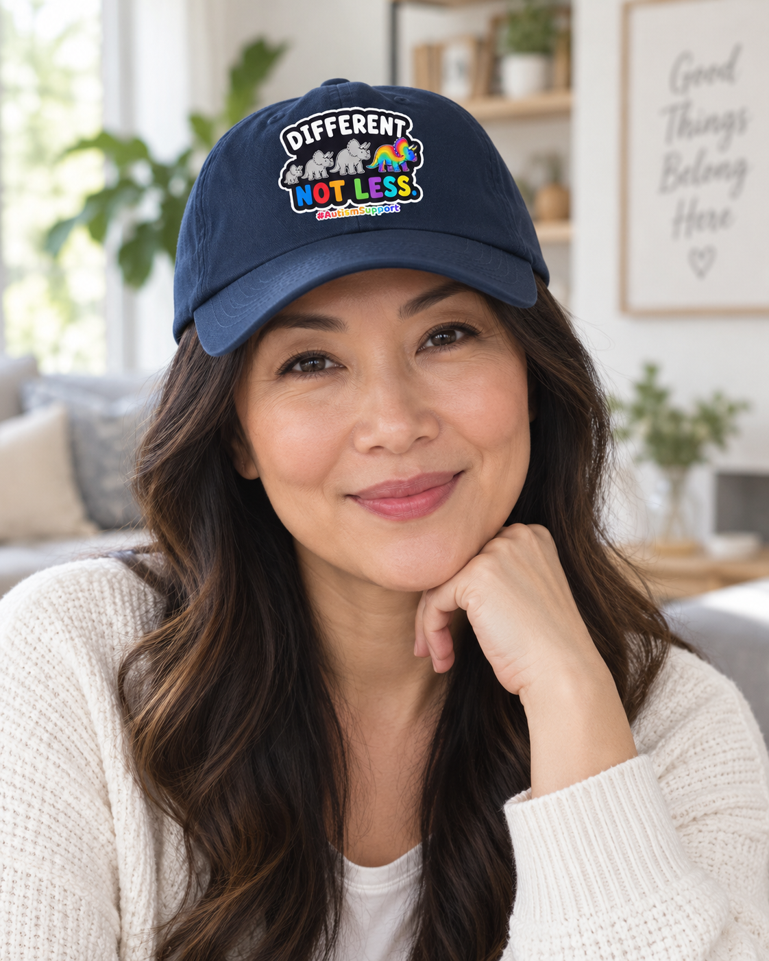 Different Not Less Autism Support Hat (Rainbow Dinosaur) — Dad Cap