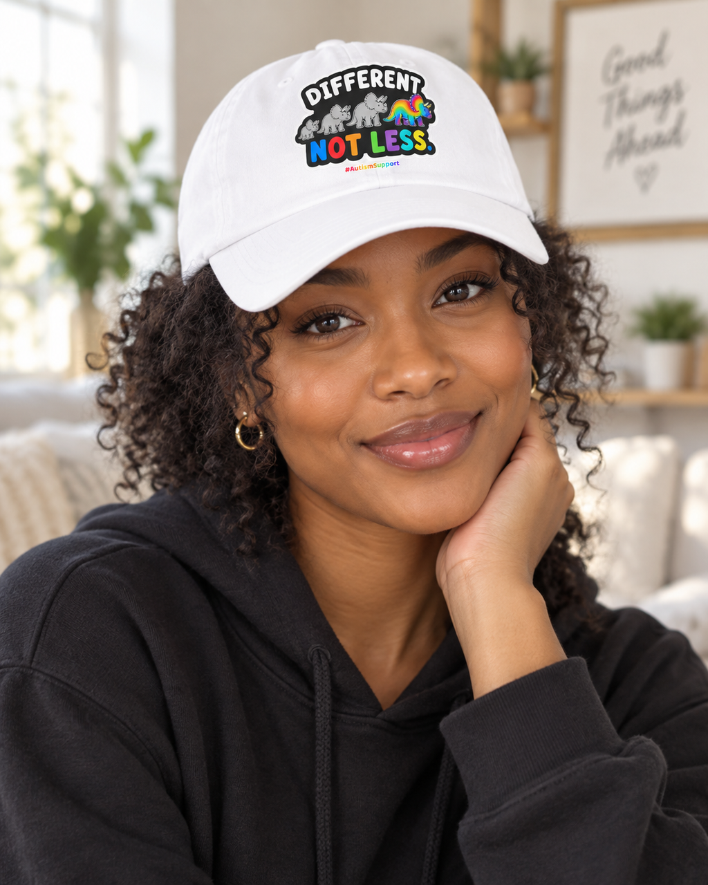 Different Not Less Autism Support Hat (Rainbow Dinosaur) — Dad Cap