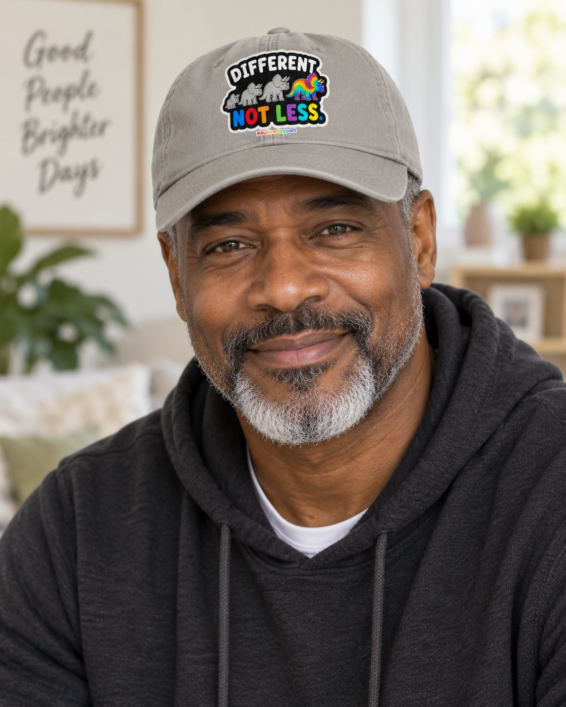 Different Not Less Autism Support Hat (Rainbow Dinosaur) — Dad Cap
