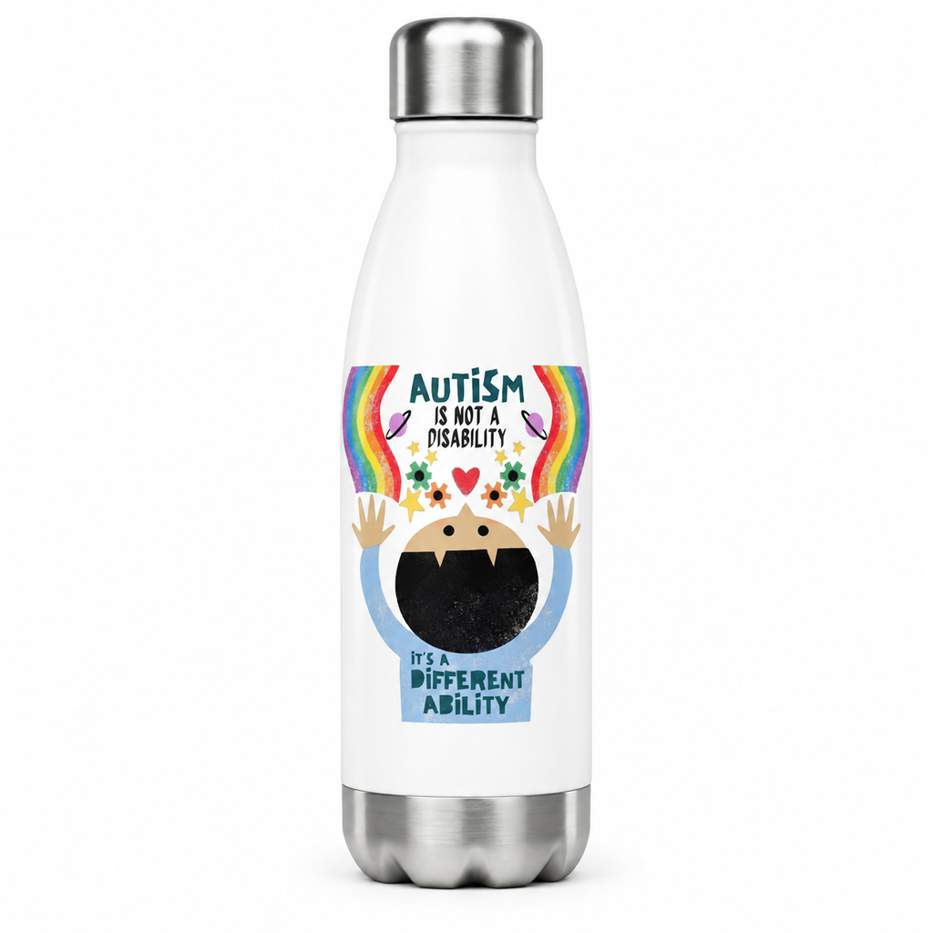 Autism Isn't a Disability, It's a Different Ability Water Bottle — 17oz Stainless Steel Bottle