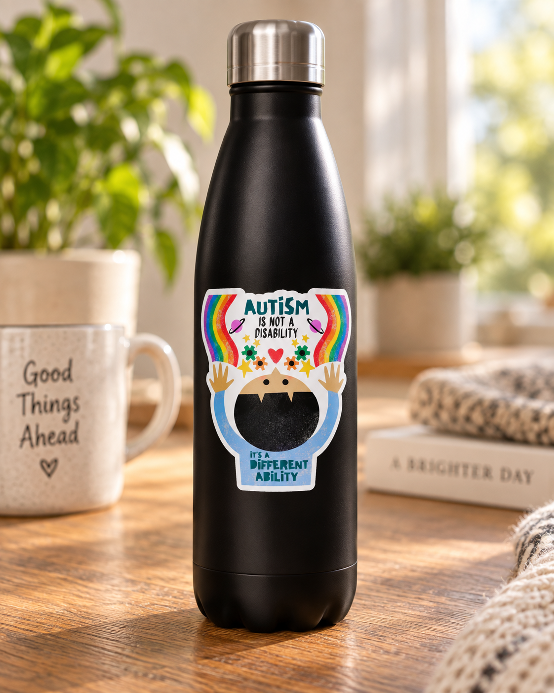 Autism Isn't a Disability, It's a Different Ability Water Bottle — 17oz Stainless Steel Bottle