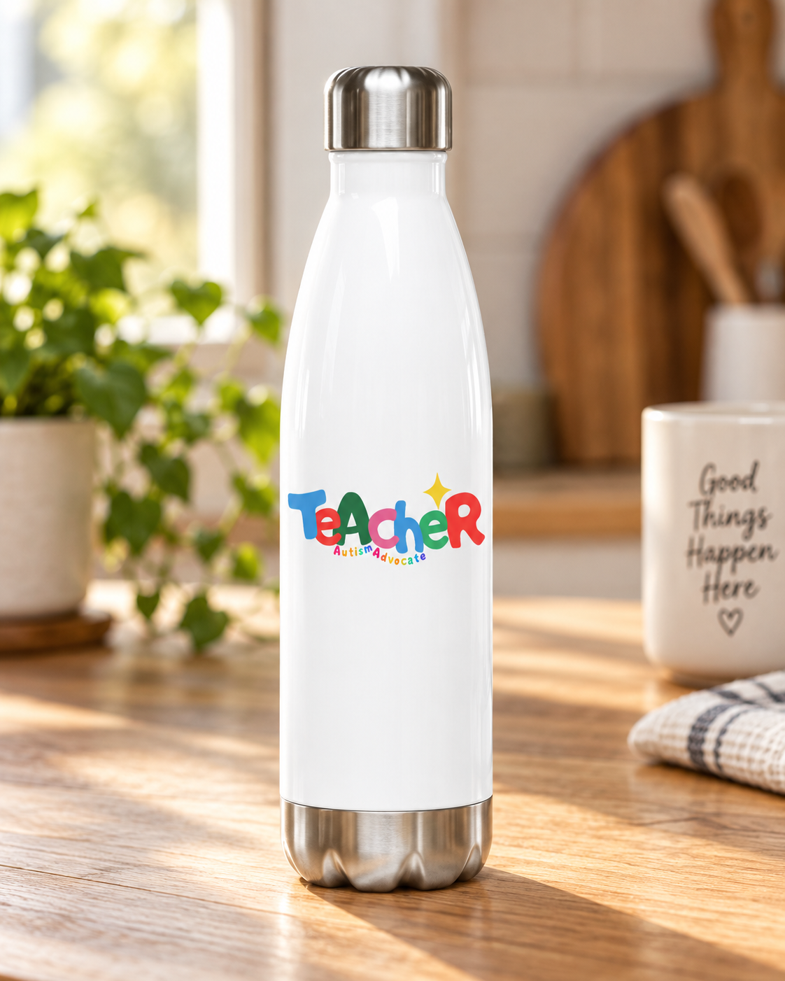 Teacher Autism Advocate Water Bottle — 17oz Stainless Steel Bottle