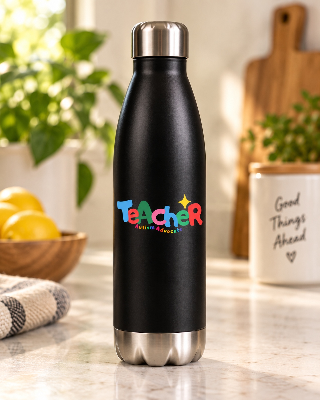 Teacher Autism Advocate Water Bottle — 17oz Stainless Steel Bottle