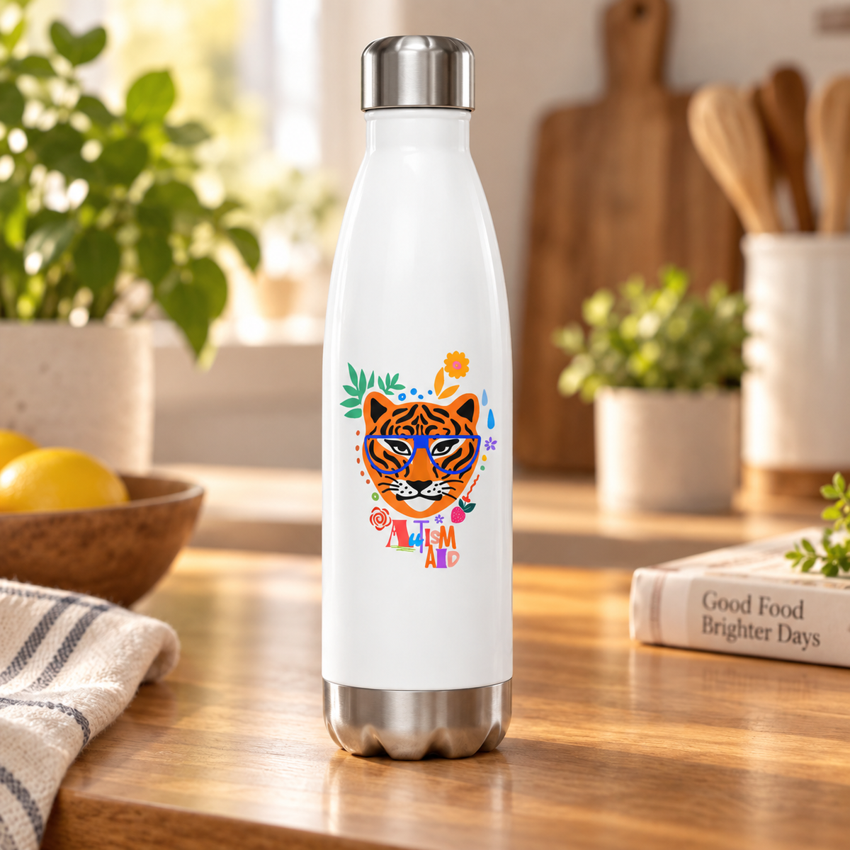 Tiger – Autism Aid Water Bottle — 17oz Stainless Steel Bottle