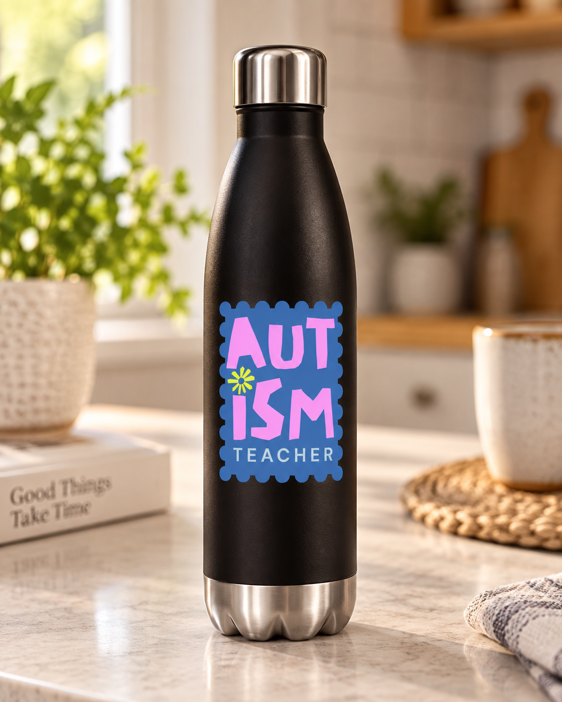 Autism Teacher Water Bottle — 17oz Stainless Steel Bottle