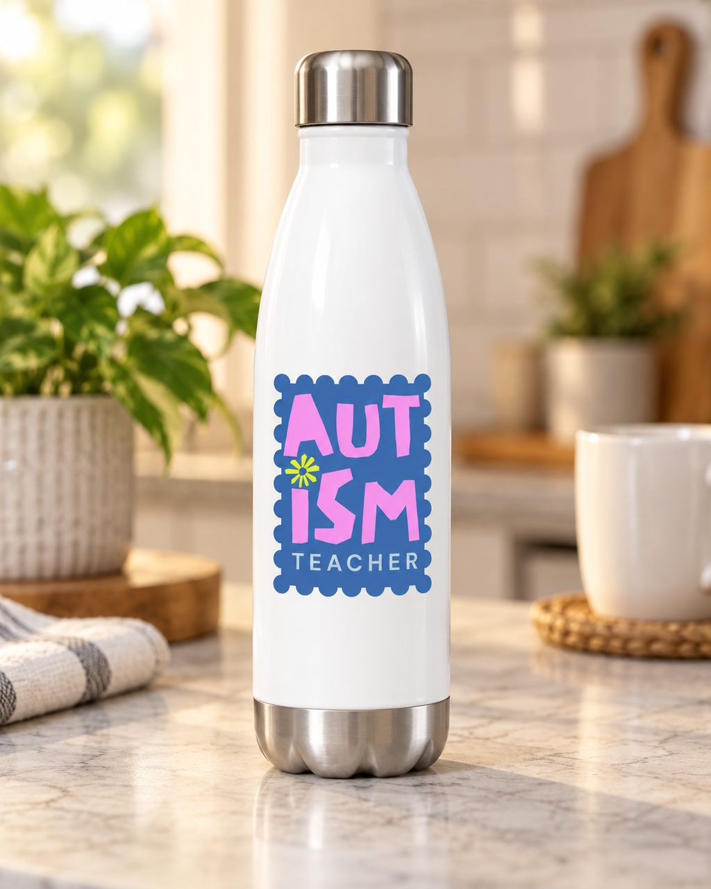 Autism Isn't a Disability, It's a Different Ability Water Bottle — 17oz Stainless Steel Bottle