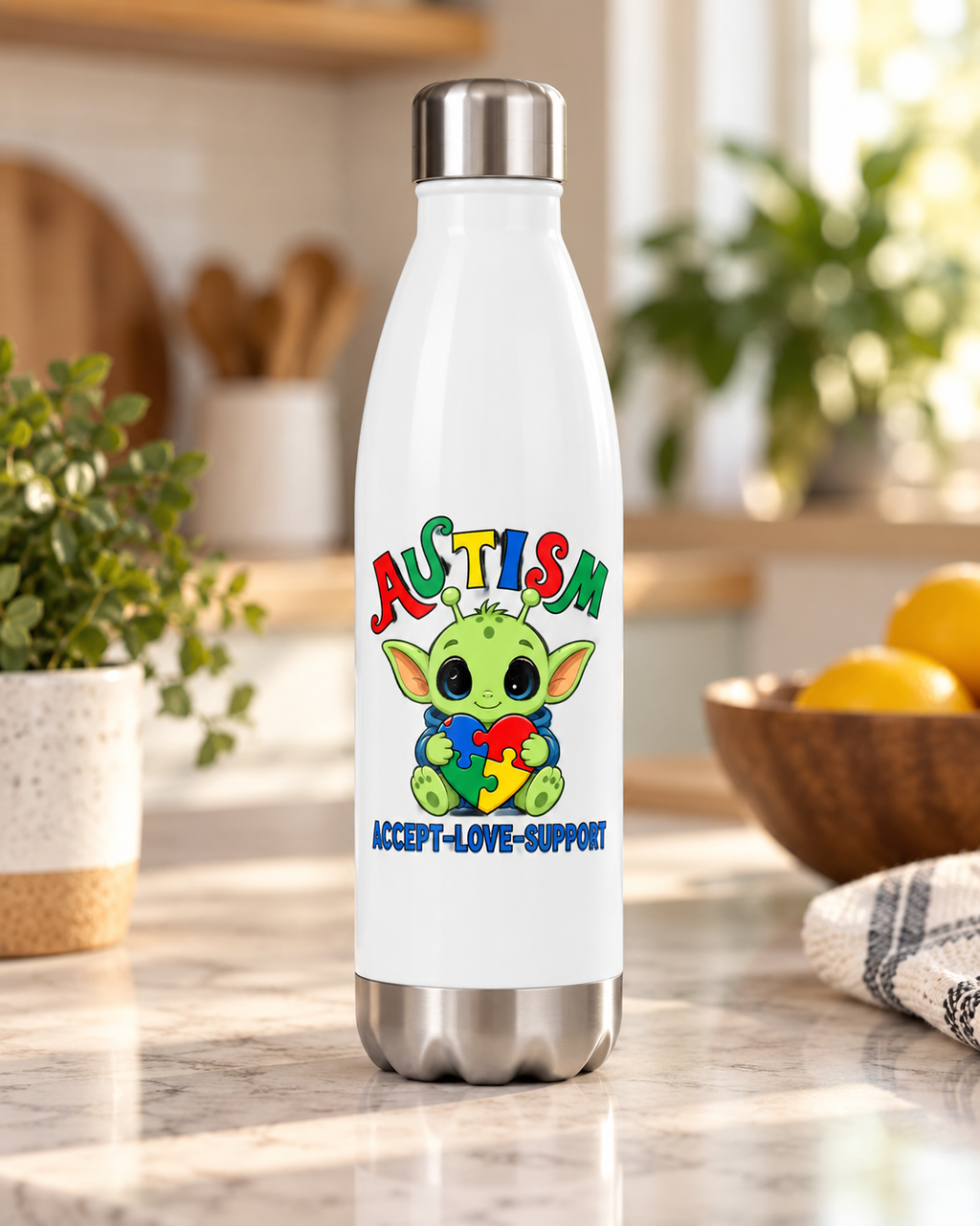 Accept • Love • Support Collection Water Bottle — 17oz Stainless Steel Bottle