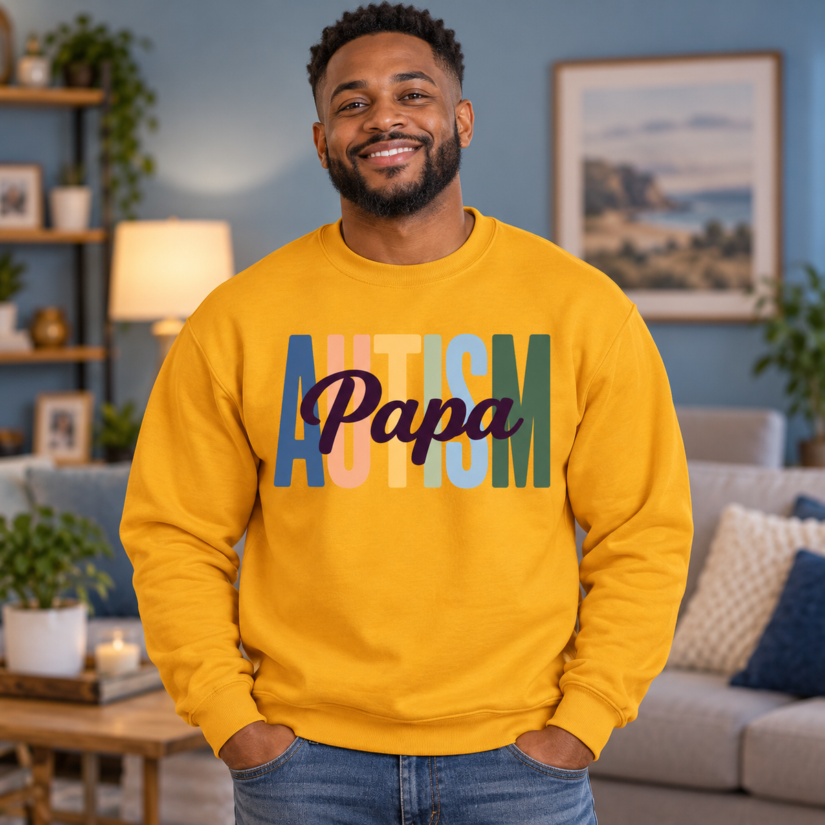 Autism Papa | Autism Support Ribbon Crewneck
