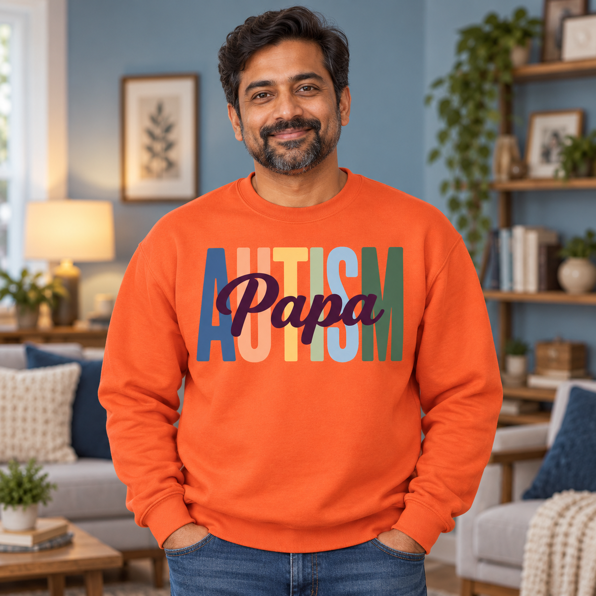 Autism Papa | Autism Support Ribbon Crewneck