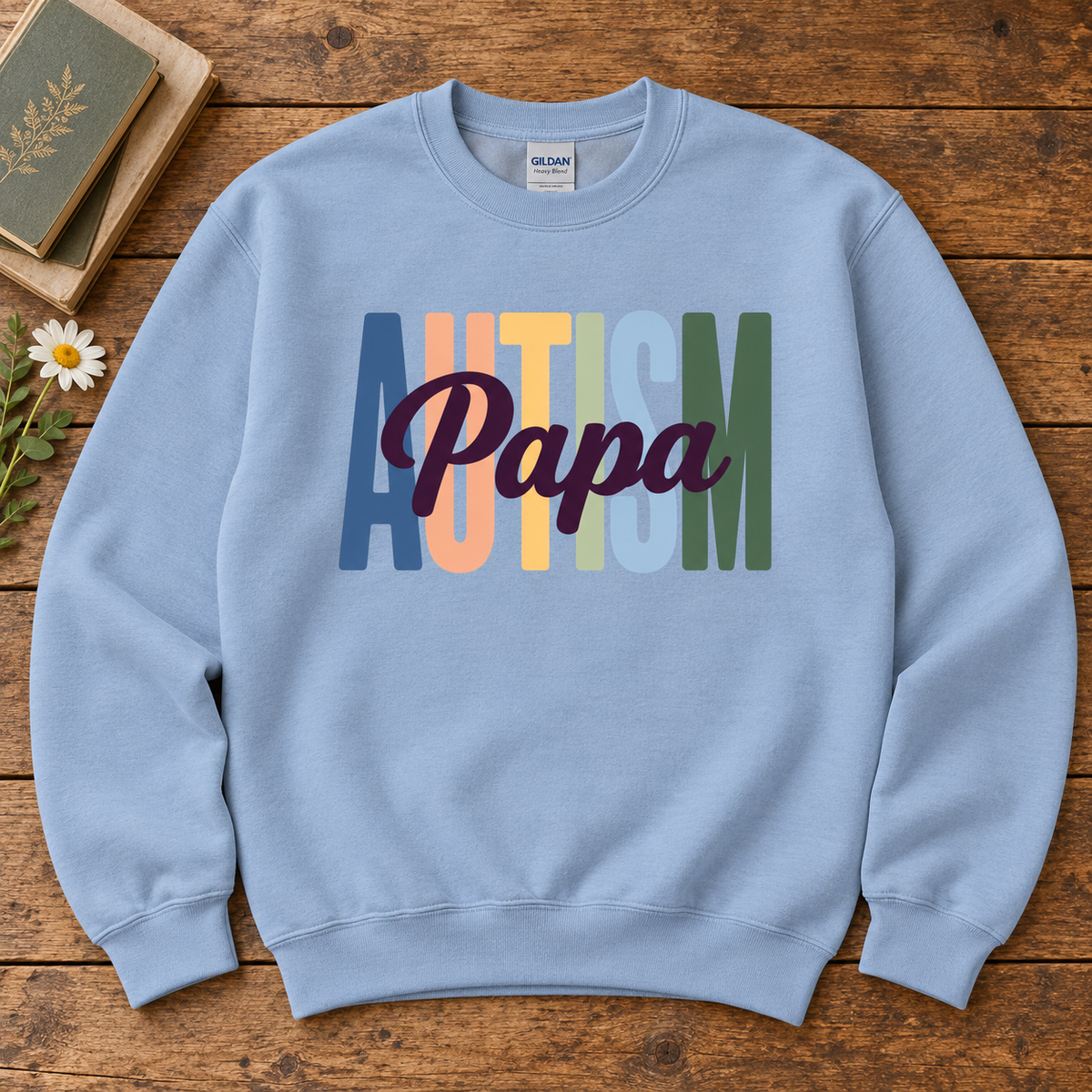 Autism Papa | Autism Support Ribbon Crewneck