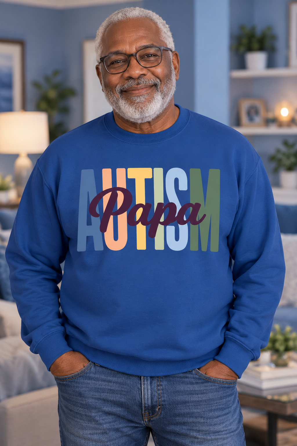 Autism Papa | Autism Support Ribbon Crewneck