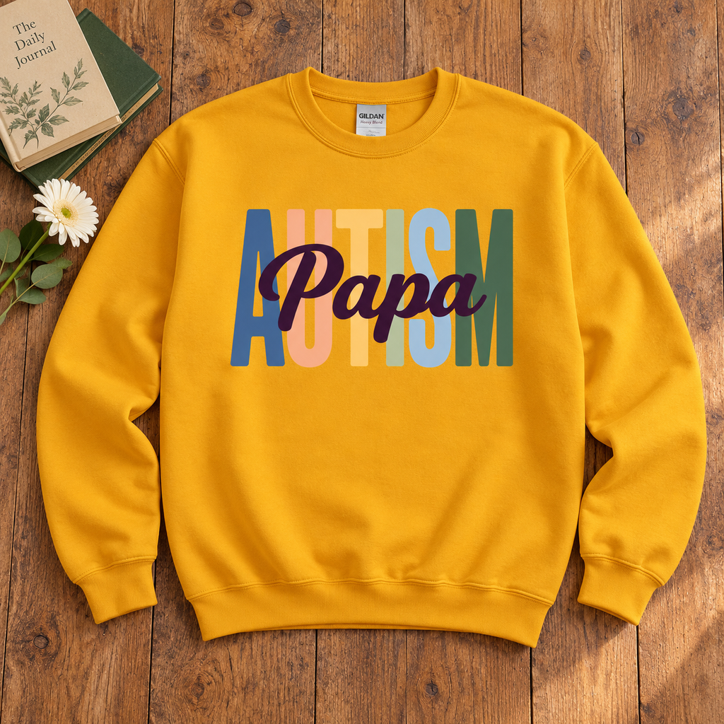 Autism Papa | Autism Support Ribbon Crewneck