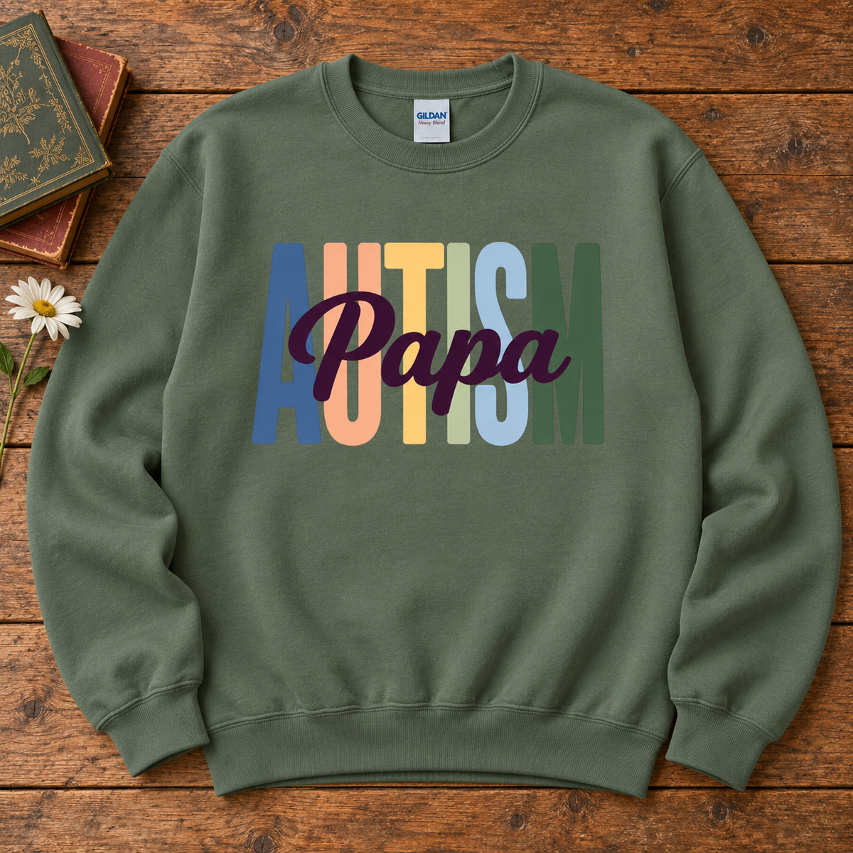 Autism Papa | Autism Support Ribbon Crewneck