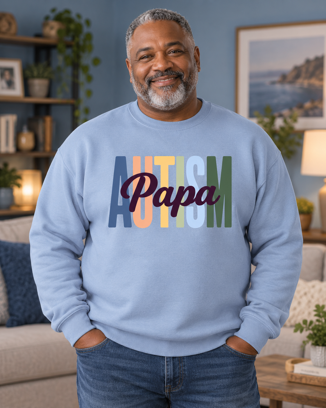 Autism Papa | Autism Support Ribbon Crewneck