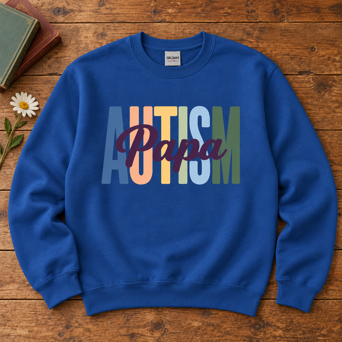 Autism Papa | Autism Support Ribbon Crewneck