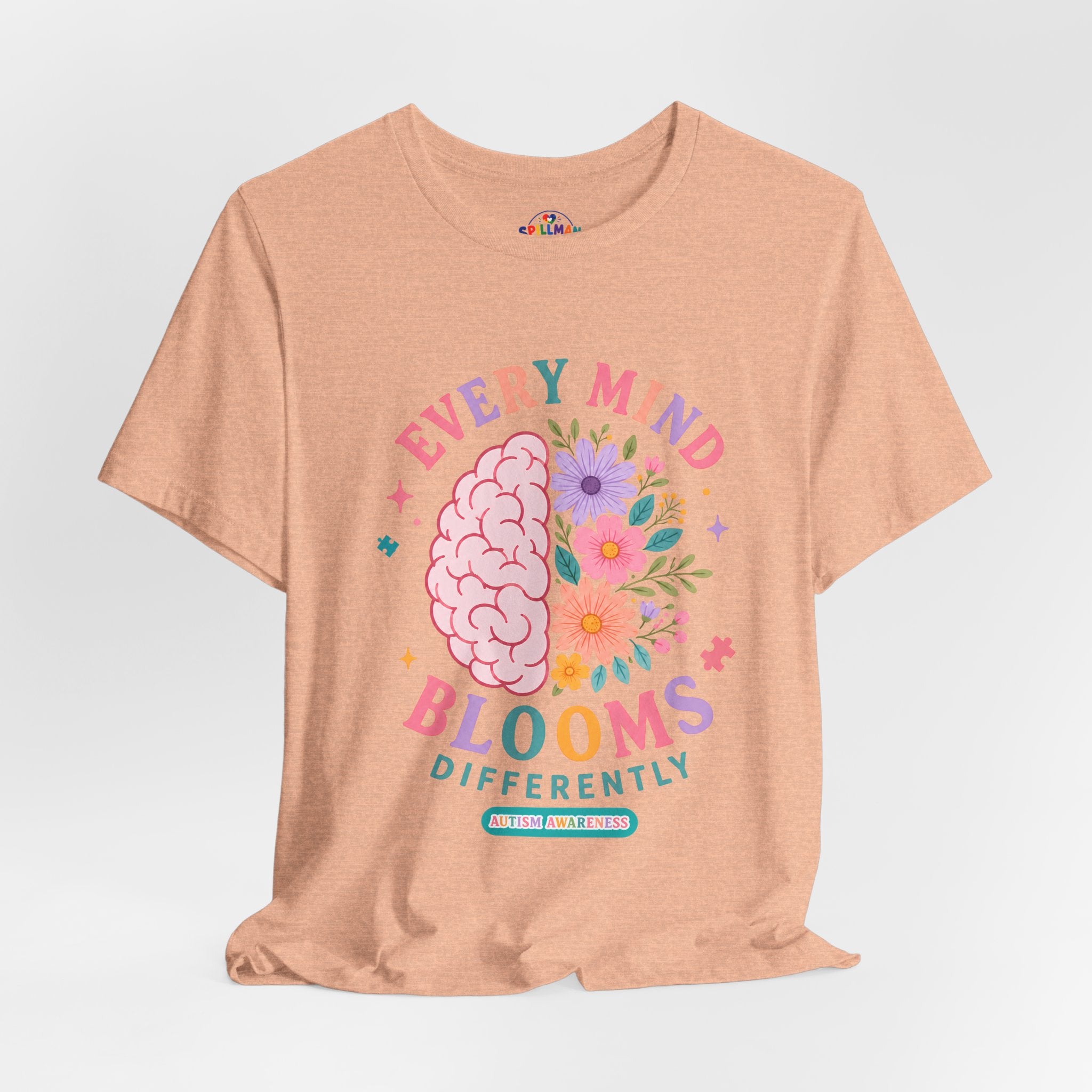 Every Mind Blooms Differently T-Shirt | Mental Health Awareness, Floral Brain Design