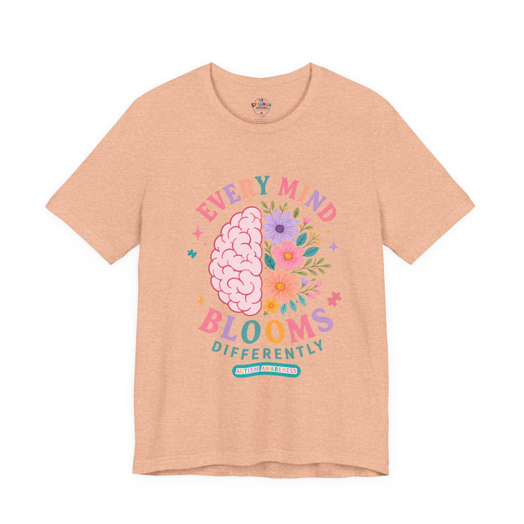 Every Mind Blooms Differently T-Shirt | Mental Health Awareness, Floral Brain Design