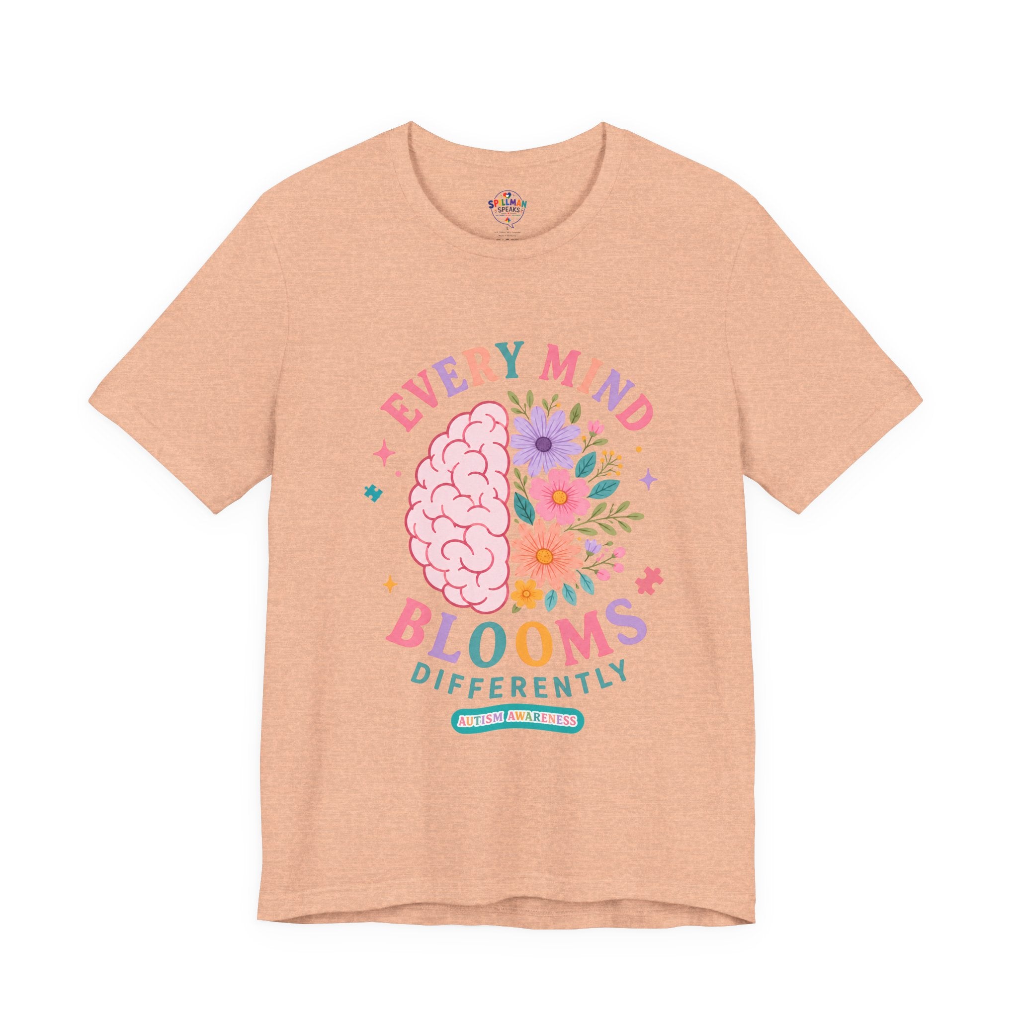 Every Mind Blooms Differently T-Shirt | Mental Health Awareness, Floral Brain Design