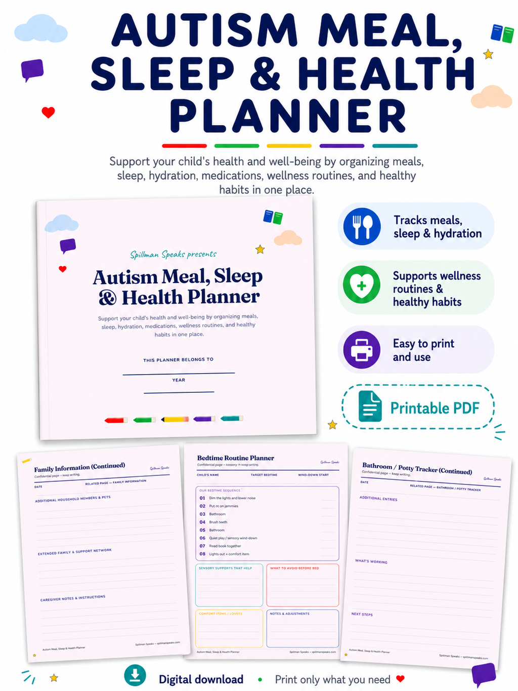 Autism Meal, Sleep & Health Planner