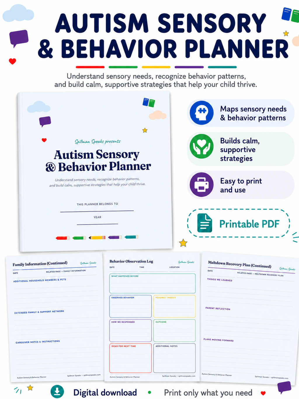 Autism Sensory & Behavior Planner